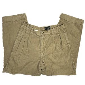 Eddie Bauer Corduroy Pants Beige‎ Men’s 36 Cuffed Pleated Cotton Pockets EUC